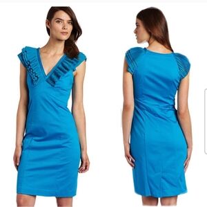 Ted Baker Cuful Ruffle Dress Sleeveless Teal Blue